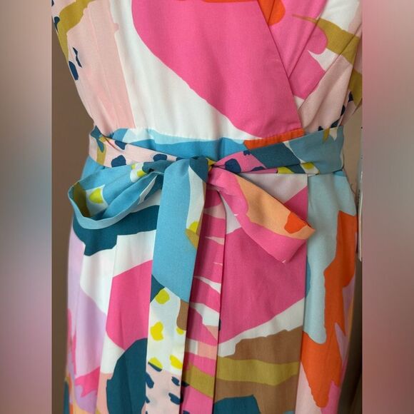 NWT AQUA Floral Print Maxi Dress wrap long summer dress w belt Bloomingdales L - Picture 9 of 15